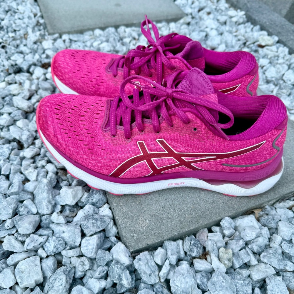 ASICS Gel-Nimbus 24 Womens Size 9 Running Shoes Fuchsia Red Athletic Trainers - Picture 14 of 15